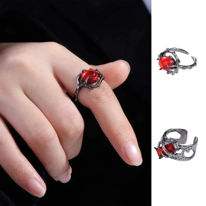 Geometric Rings Red Gem