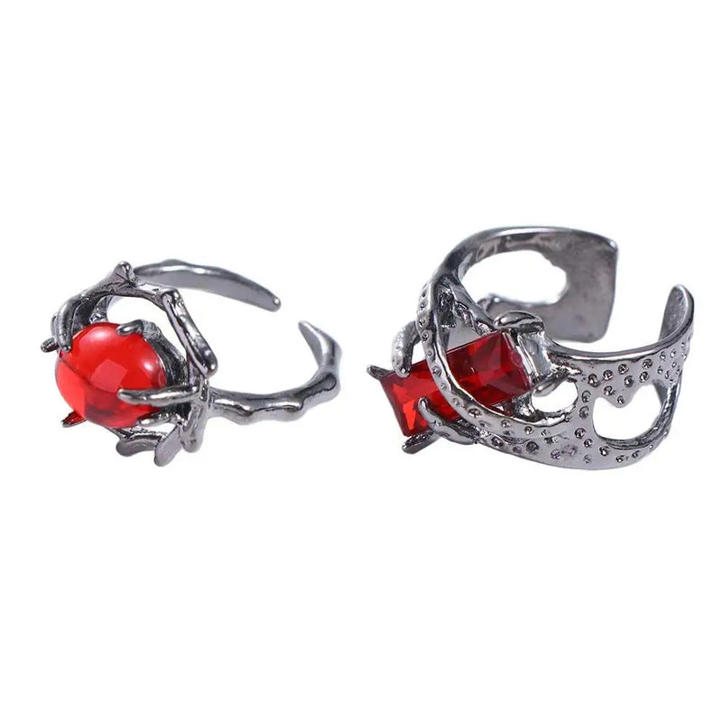 Geometric Rings Red Gem