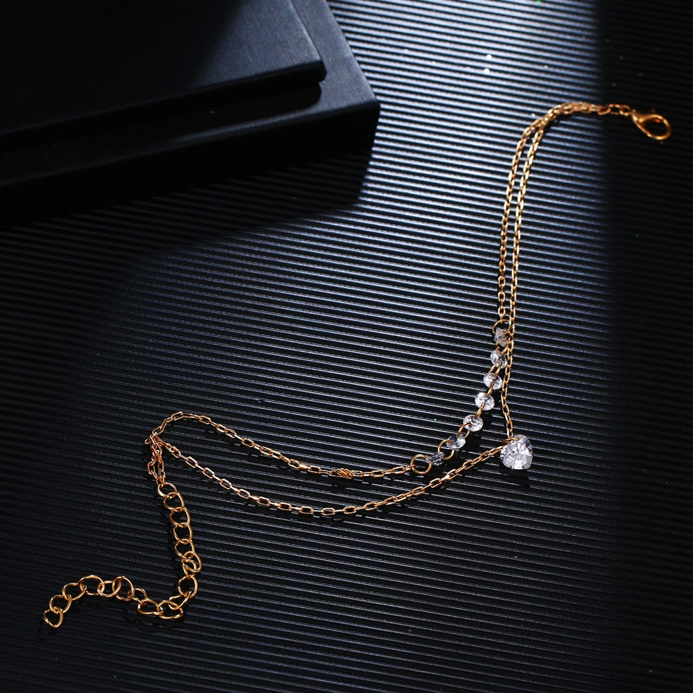 Trendy Double Layer Heart Shaped Crystal Bracelet