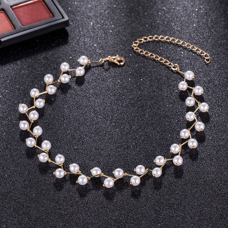 Trendy Elegance Pearl Beads Necklace Gold