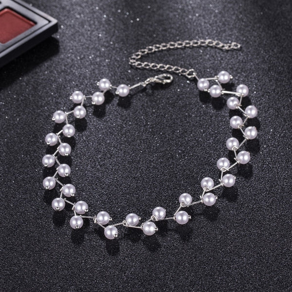 Trendy Elegance Pearl Beads Necklace SILVER