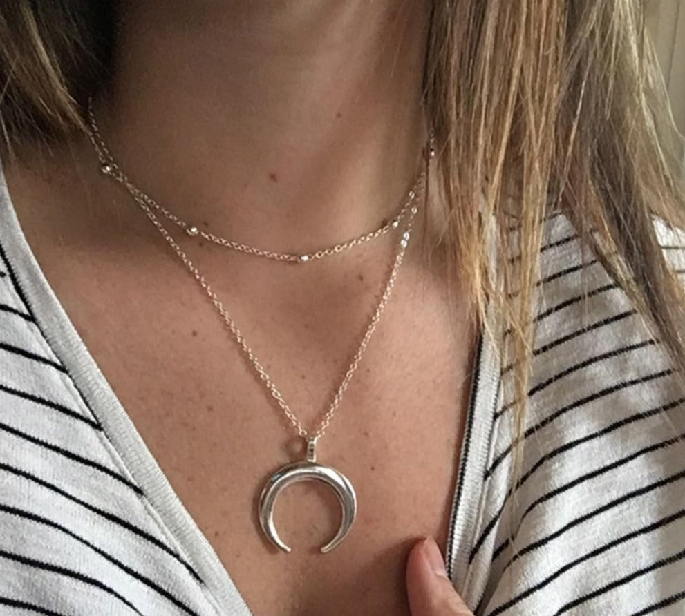  2 Layers Crescent Moon Necklace