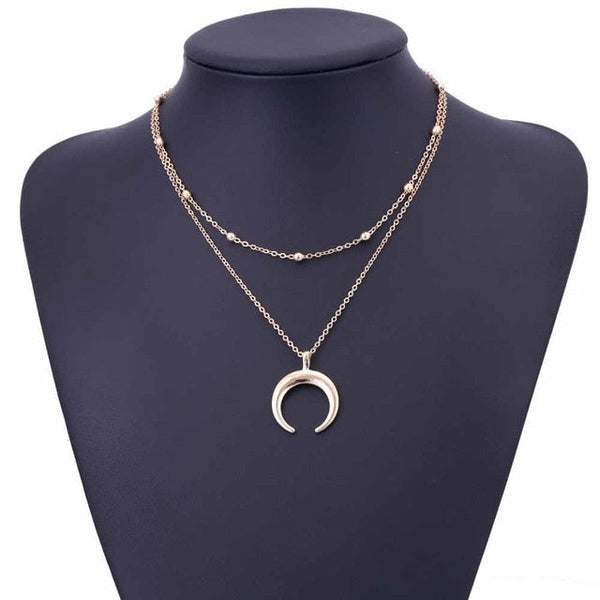 2 Layers Crescent Moon Necklace
