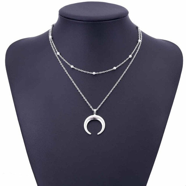 2 Layers Crescent Moon Necklace