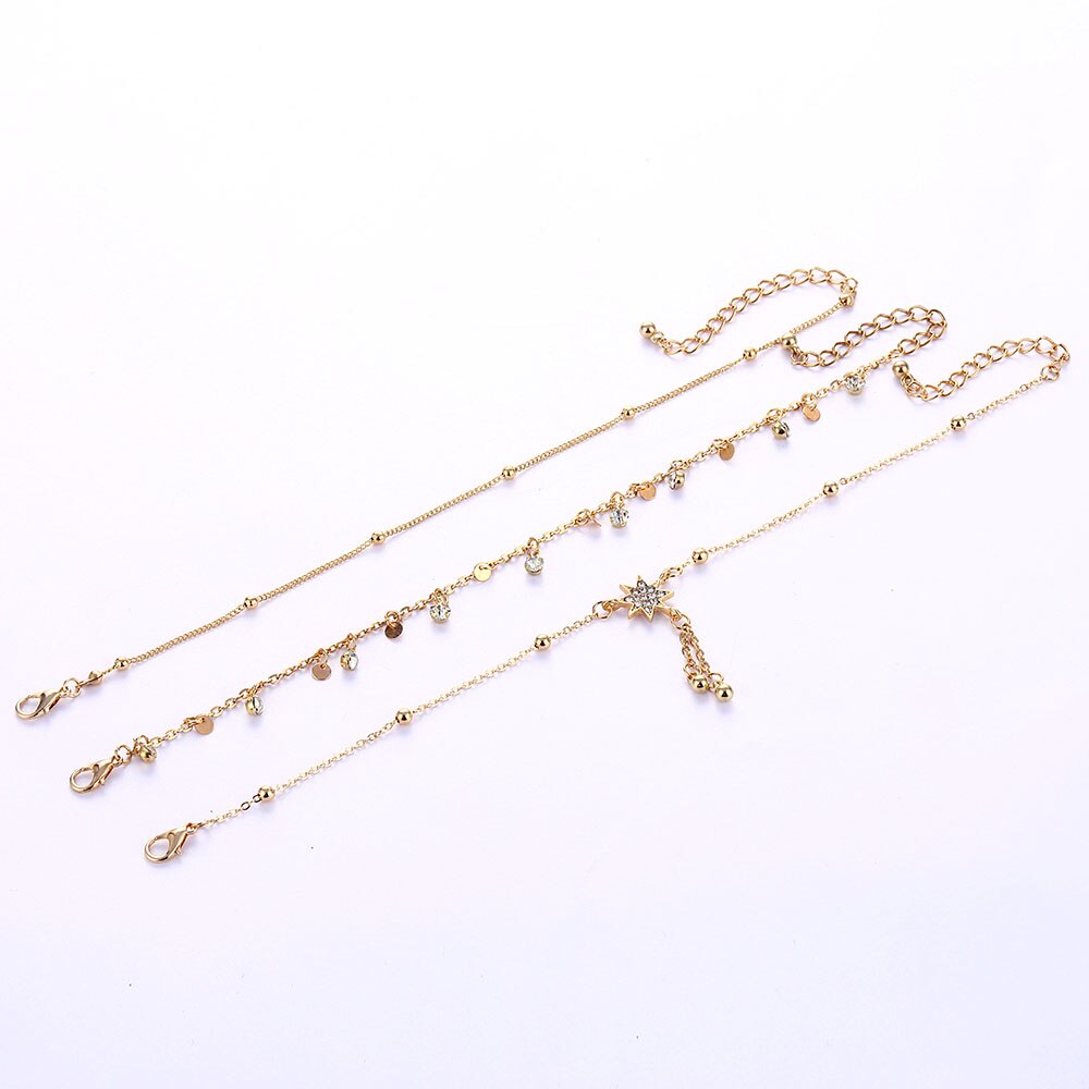 Vintage Multilayer Crystal Pendant Anklet