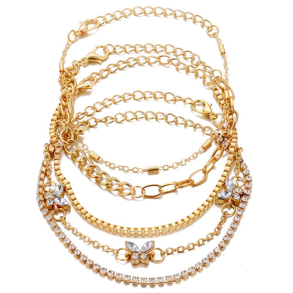 Diamond Butterfly Bracelet Set