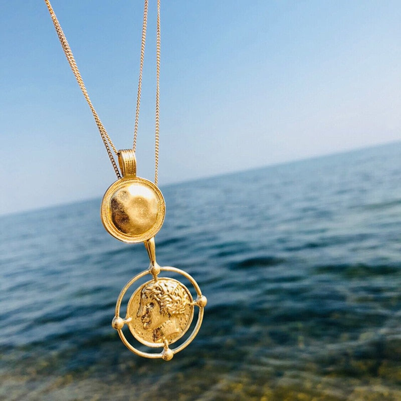 Hanging Portrait Coin Necklace