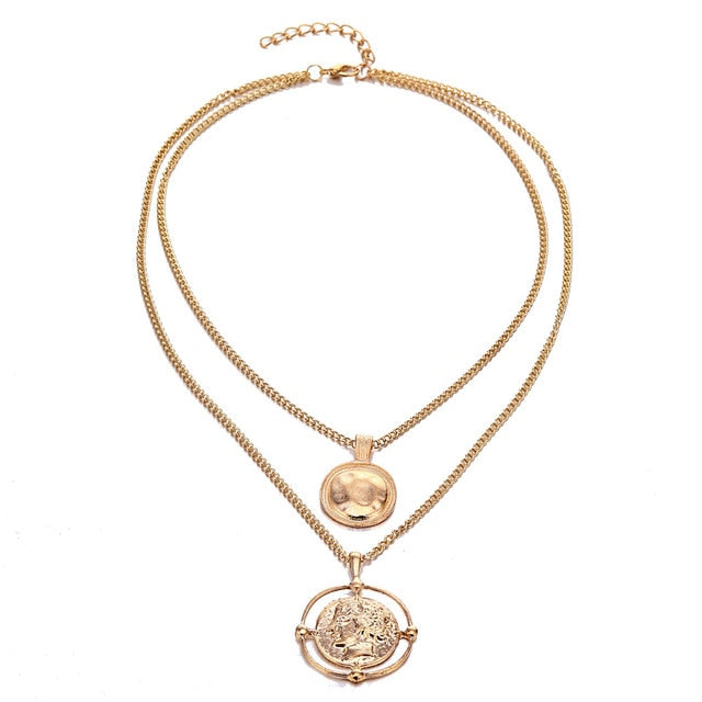 Hanging Portrait Coin Necklace