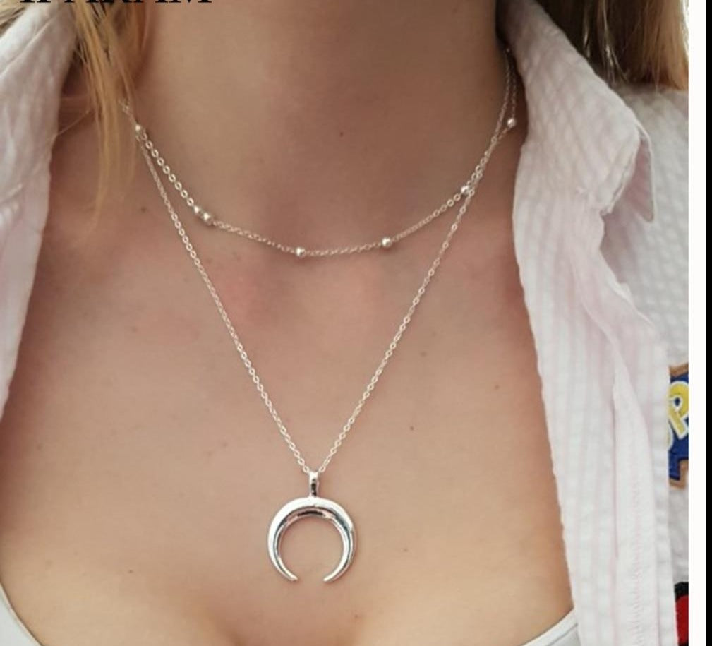  2 Layers Crescent Moon Necklace